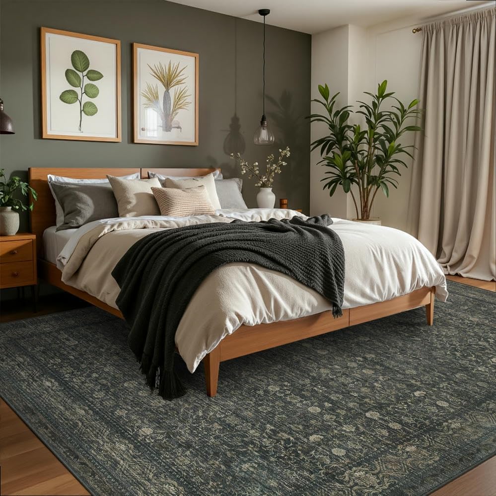 Rugxara 5X7 Washable Area Rug for Living Room, Bedroom(Moss Brown) - Image 3