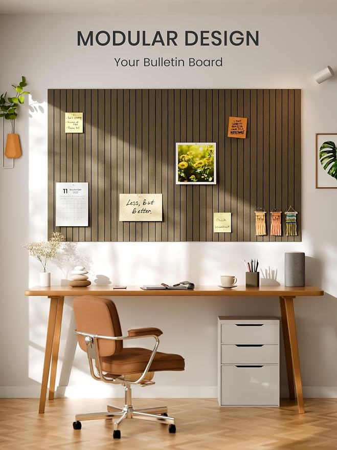 Bumusty 48"x 36" Large Felt Bulletin Board Tiles, Earth Brown | 12-Pack Cork Board Alternative, Wall Decor, 30 Pushpins, 60 Adhesive Tabs, Vision Board, Office, Classroom, Home, Dorm - Image 7