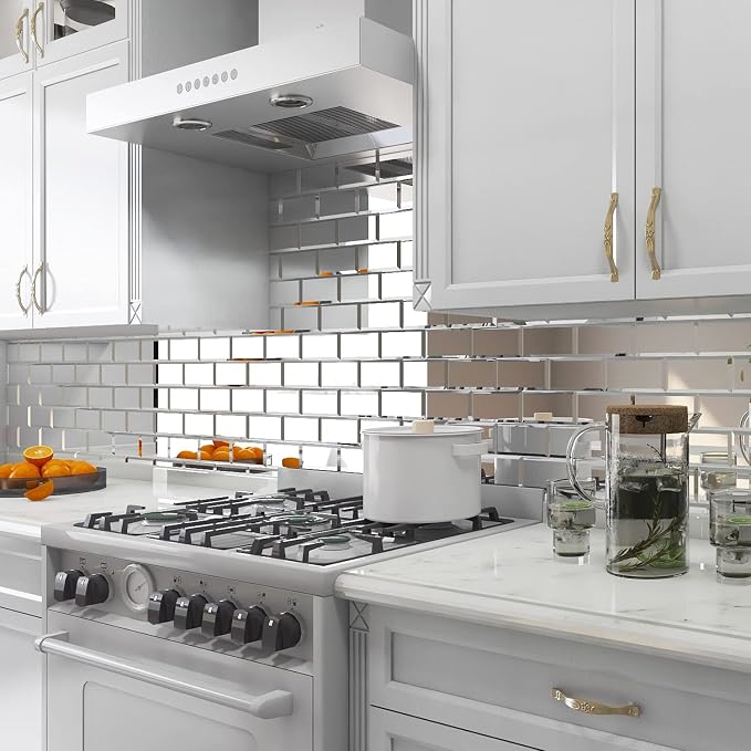 Lovdeco Mirror Subway Tile, Beveled Mirror Backsplash 3x6 Inch for Kitchen Bathroom Wall (40 Pcs, 5 SQ.FT.) - Image 3