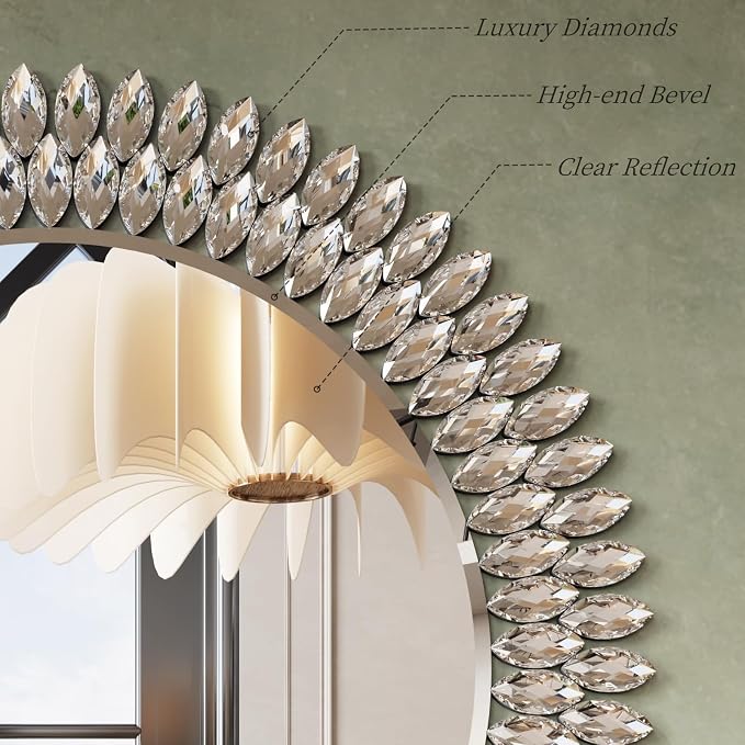 Kelly Miller 36" Jeweled Luxury Round Decorative Wall Mirror - Image 6