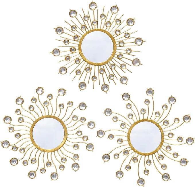 Mirror Wall Decor Sunburst Boho Gold Art Metal Living Room Bedroom Bathroom by wotieuns