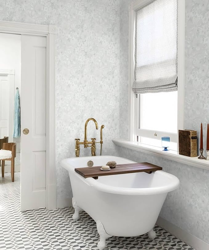 Heroad 17.3inx32.8ft Grey Peel and Stick Wallpaper Floral Contact Paper Vintage Wall Paper Self-Adhesive Removable Wallpaper for Cabinets Drawers Bedroom Mural Wall Decor Vinyl Roll - Image 5