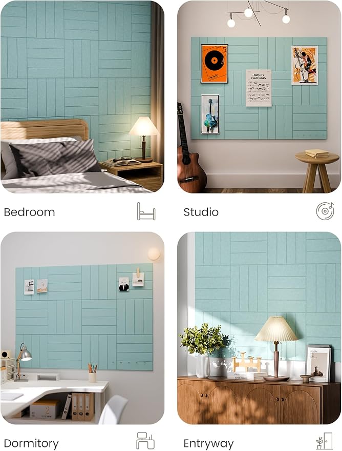 Fluxynara Felt Bulletin Board & Cork Board Alternative, Aqua Blue | 48" x 36" Pin board, Removable Adhesive Tabs, Easy Install Without Wall Damage, For Home Office Decor - Image 6