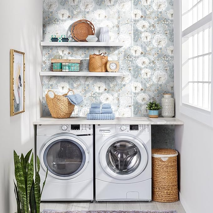 Nukofal Floral Wallpaper Peel and Stick Dandelion Contact Paper for Cabinet | Dandelion Peel and Stick Wallpaper Floral Contact Paper 16.9"x393.7" Self Adhesive Removable Waterproof Drawers Decor Vinyl - Image 8