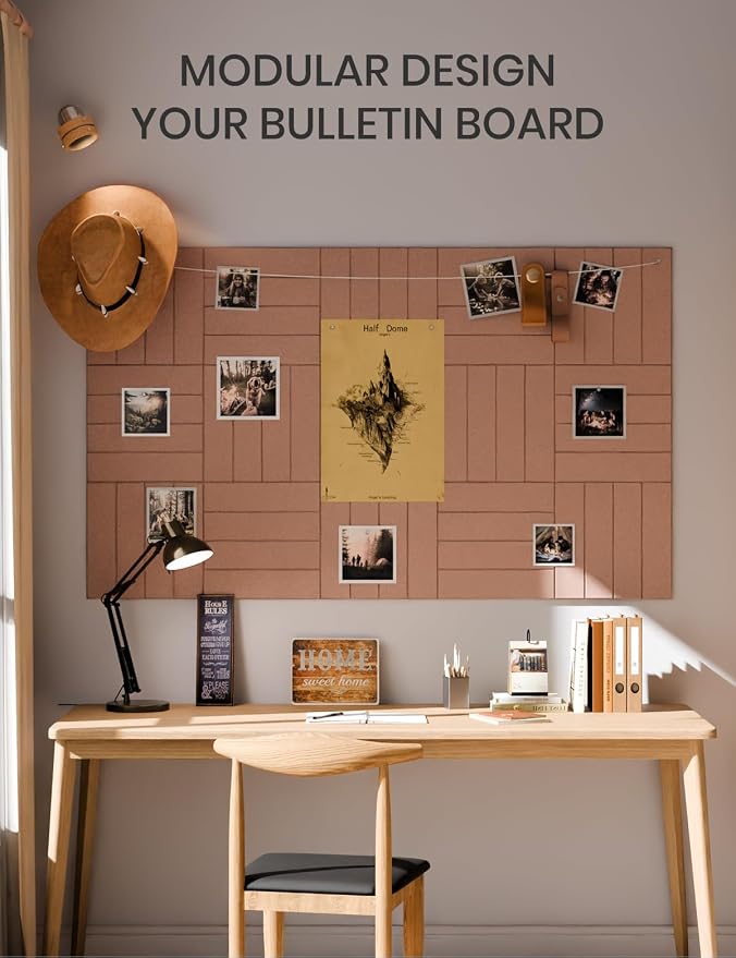 Fluxynara 36" x 24" Large Felt Bulletin Board, Terracotta | 6 Pack Cork Board Alternative with 30 Safe Adhesive Tabs, Felt Pin Boards for Wall Decor, Home, Office, Classroom, Dorm - Image 6