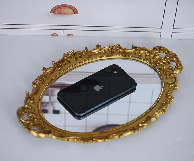 Tstarer Vintage Decorative Gold Framed Mirror, Small Oval Wall Hanging Mirror -Small- 9.6" W x 14.3" L (Gold) - Image 8