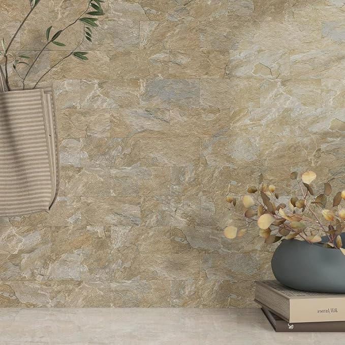 AULIGET Sandstone Peel and Stick Backsplash Wall Tiles, 3" x 6" PVC Faux Stone Stick on Tiles, Pack of 4 - Image 6