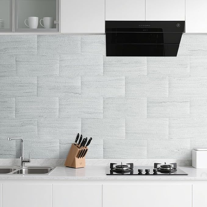 AULIGET 20-Piece Light Shale Peel and Stick Backsplash Wall Tiles, 6" x 12" PVC Faux Stone Stick on Tile for Backsplash Kitchen, Bathroom, Laundry Room, Camper, Fireplace - Image 2