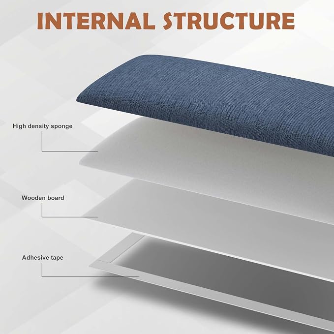 IFNOW Wall Mounted Headboard, Peel and Stick Panels, Blue, Queen | 3D Soundproof Acoustic Padding, Reusable and Removable, Tufted fabric Bed Headboard, for bedroom (6 Panels, 10" x 24") - Image 2