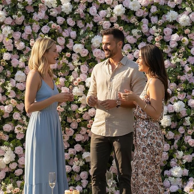 4ft*8ft Artificial Flower Wall Panels, 3D Silk Floral Wall Backdrop | Rose Wall for Wedding, Baby Show, Party and Home Decor, Quick Assembly/Storage, Both Eco ＆ Pet Friendly - Image 5