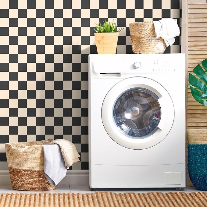 Drydiet Black Brown Checkered Peel and Stick Wallpaper 15.75'' X 118" | Plaid Funky Checkered Contact Paper, Waterproof Contact Wallpaper, Vintage Gingham Decor for Room Bathroom Cabinet, Trendy - Image 7