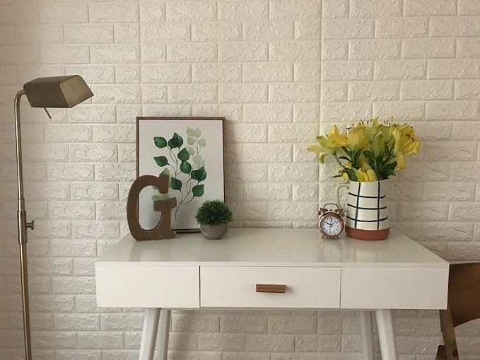 Art3d 20-Pack Durable Faux Brick Peel and Stick 3D Wall Panels, White | Coverage: 115 Sq. Ft, Waterproof, Oil-Proof, Easy to Wipe, Decorative, Ideal for Bedroom, Kitchen - Image 5