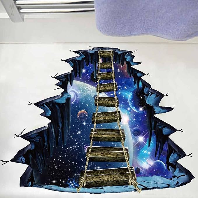 Quanhaigou Blue Galaxy Bridge Wall Sticker,3D Outer Space Decorations Decal for Home Decor Kids Bedroom Large by Quanhaigou