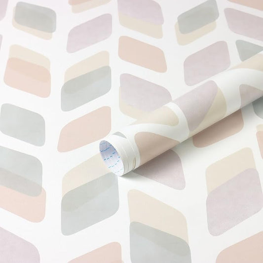 17.3in X32.8ft Boho Peel and Stick Wallpaper Pink Checkered Contact Paper Neutral Geometric Wall Paper Modern Self Adhesive Removable Wallpaper for Bathroom Kitchen Cabinet Waterproof Vinyl Roll by Fiula