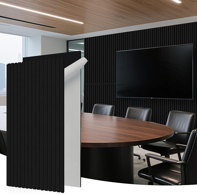WoveN SounD Acoustic Panels, Black, 2 Pack, 47.2x23.6 in | Self-Adhesive, Peel and Stick, NRC 0.95, Refined Sound, Echo Reduction, Studio, Home, Office, Gaming Room by WovenSound