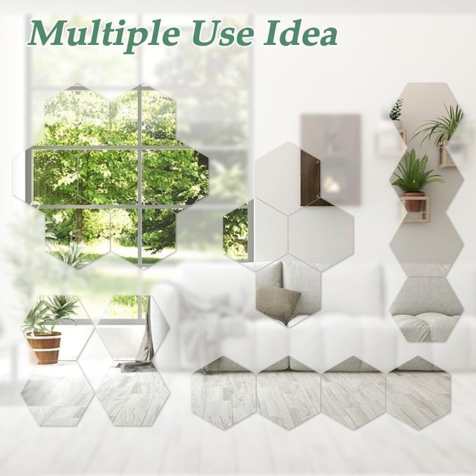 Abyssaly 4 Pack Acrylic Mirror Tiles, 3D Hexagon Peel and Stick Mirrors - Image 3