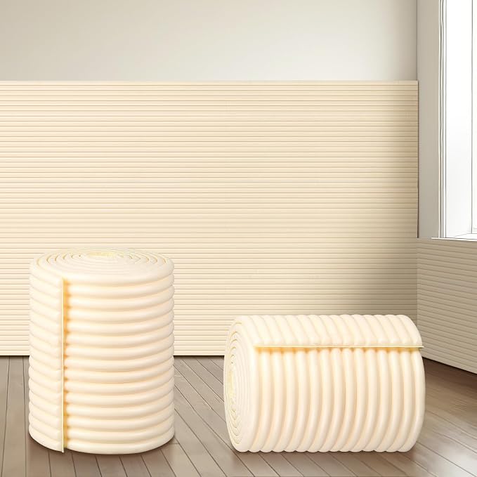 7.9 x 78.7 Inch Wall Padding for Kids, Beige, 1 Roll | Anti Collision Wall Padding Padded Wall Panels 3D DIY Headboard for Autism Playroom Nursery Bedroom Living Room Corner Guards by Unknown
