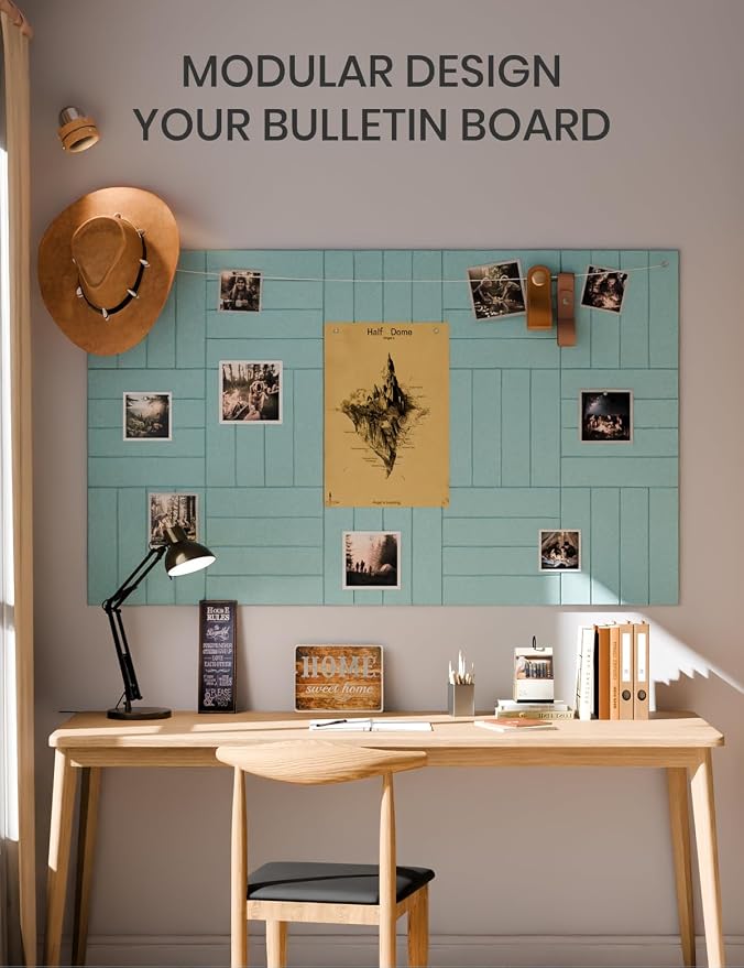 Fluxynara 36" x 24" Large Felt Bulletin Board, Aqua Blue | 6 Pack Cork Board Alternative with 30 Safe Adhesive Tabs, Felt Pin Boards for Wall Decor, Home, Office, Classroom, Dorm - Image 6
