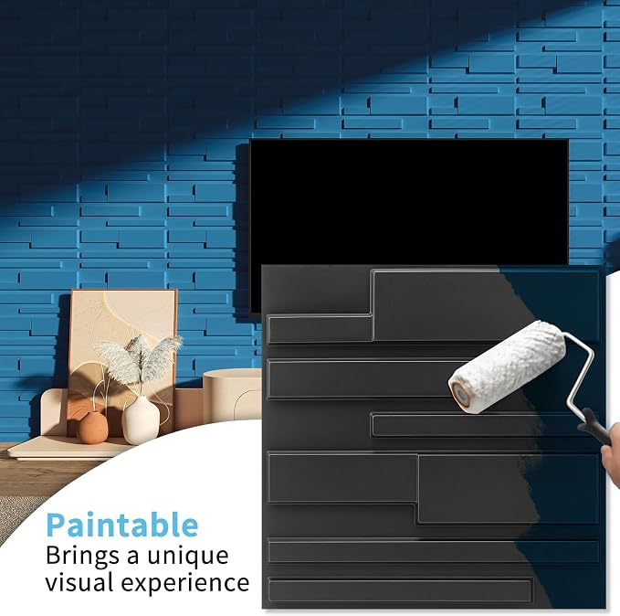 Art3d 20 Pack Decorative 3D Wall Panels, 19 Sq.Feet PVC Interior Wall Décor, 11.8"x11.8", Black - Image 3