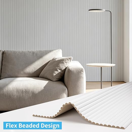 Art3d Roll-Flat Beaded Wood Slat Wall Panel, 2-Pack, 94.5 x 23.6 in, White | Flexible, Durable, Crack Resistant, Glue on, Easy to Install, for New Home Buyer, Future Mover to Upgrade Office, Living Room - Image 4