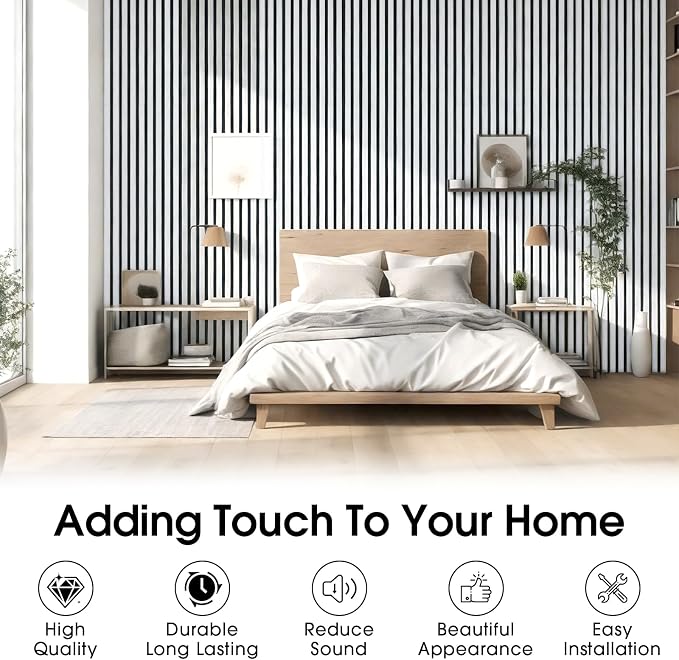 Wood Slat Acoustic Panels, 4 Pack 94.5"x7.9" (21ft²) 3D Wall Panels, Modern Fluted Sound Absorbing Wall Panels for Interior Wall Decor,Office,Home,Theater,Studio,White Marble - Image 7