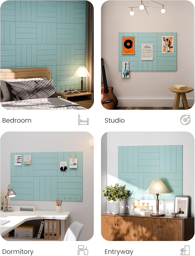 Fluxynara Felt Bulletin Board & Cork Board Alternative, Aqua Blue | 36" x 24" Pin board, Removable Adhesive Tabs, Easy Install Without Wall Damage, For Home Office Decor - Image 6