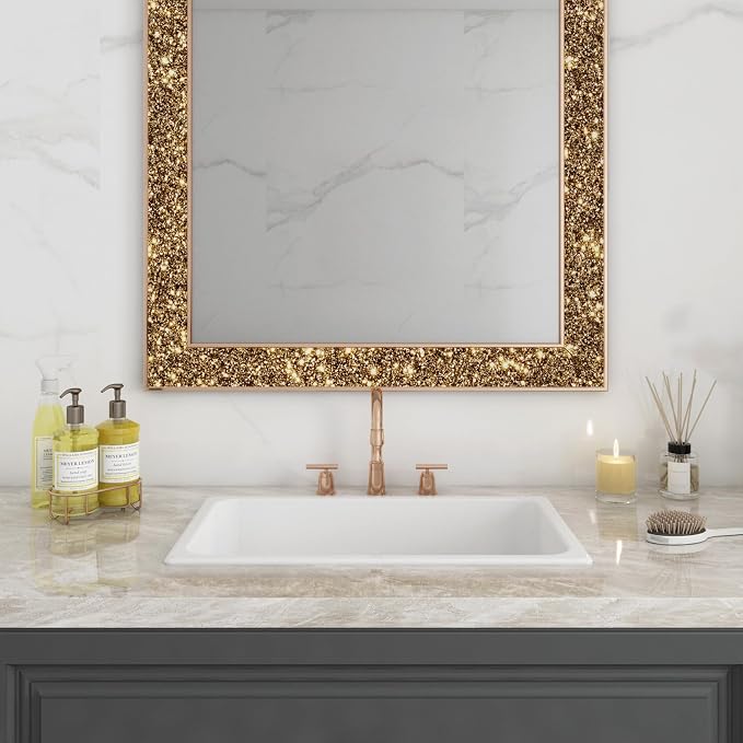 FunStick Brown Gold Glitter Wallpaper Border Peel and Stick Wall Border Trim Removable Bathroom Mirror Border Peel and Stick Sparkly Glitter Contact Paper for Wall Decor Bulletin Board Vinyl 3.9"x200" - Image 2