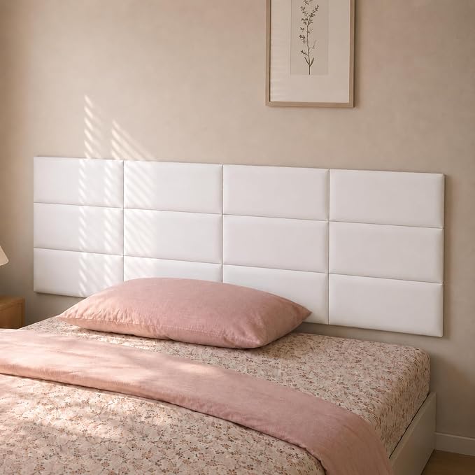 Anti Collision Wall Padding for Kids, Upholstered 3D Wall Panels | 6 Packs 7.8'' x 15.7'' Peel and Stick Headboard, Self Adhesive Wall Pads for Kids, Bedroom, Living Room, White - Image 3