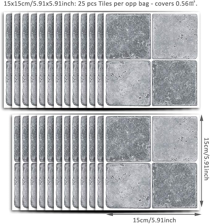 Alwayspon 25 Pcs Self-Adhesive Transfer for Home Decor, Peel and Stick Tile Decal, Water-Proof Backsplash Sticker for Kitchen Bathroom, 6x6inch - Image 6