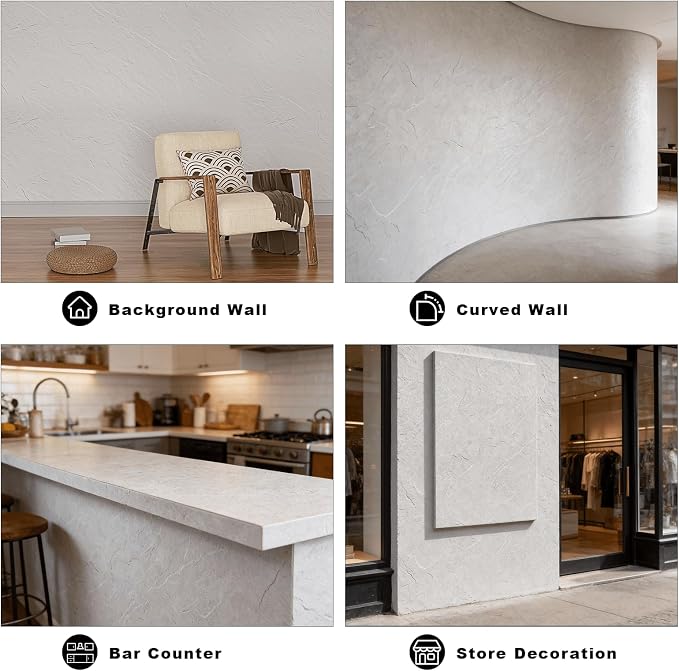 3D Wall Panels - 4PCS 47.2"x23.6" Faux Stone Wall Covering - MCM Modified Clay Material for Home Art, Accent Brick, Modern Exterior/Interior Decoration, Covering 31 sq.ft White Slate - Image 4