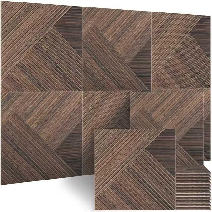 BUBOS 6 Pack Wood Wall Panel,23.6"x23.6" Peel and Stick Faux Acousitc Panel | Luxury Walnut Woodgrain Textured Panel for Wall & Home Decor - Self Adhesive Sound Absorbing for Studio,Office, Living Room by BUBOS