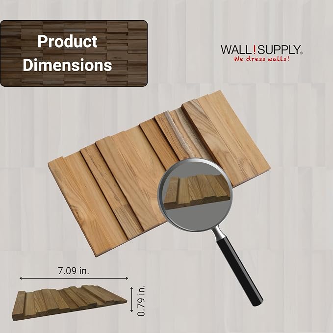 Wall!Supply 3D Wall Panels – Reclaimed Vertical Asian Teak Wood – Home Decor Wallpaper Alternative for Living Room, Bedroom & Office – Easy DIY Installation – 16 Pack, Covers 11.15 Sq Ft | Real Reclaimed Asian Teak, Wallpaper Alternative, Easy DIY Inst... - Image 5