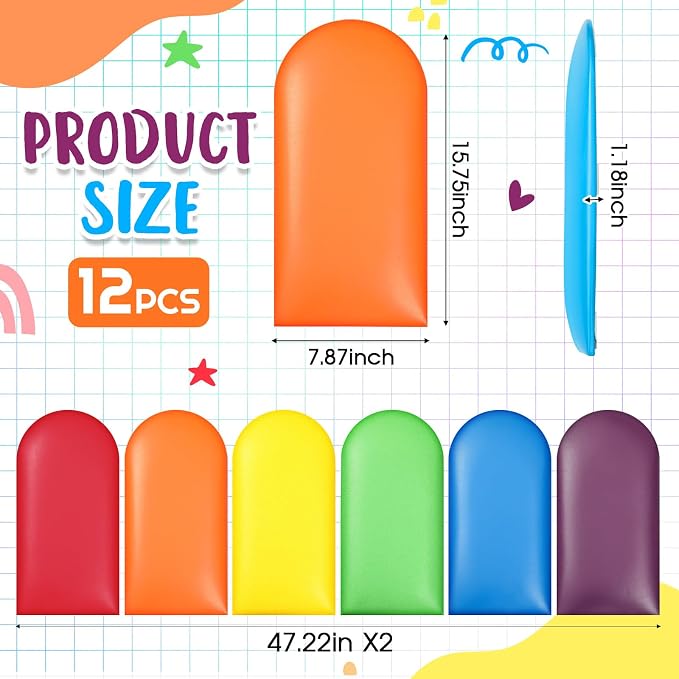Jetec 12 Pcs Kids Wall Padding Panels, 1.18 Inch Thick Foam Wall Protector, 15.75 x 7.87 Inch Soft 3D Rainbow Safety Panels for Nursery & Playroom - Image 3