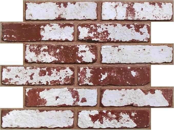 3D Peel and Stick Faux Brick Wall Panels 15.7" x 11.8" 10-Pack | Whitewash Red, Brick-Look Textured Sticker, Thin Lightweight PVC Self Adhesive Wall Tile for Interior Decor, Cover 12.9 sq ft - Image 9