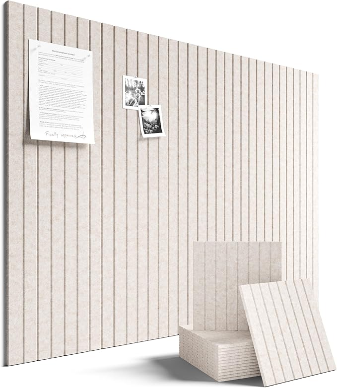 Fluxynara 48" x 36" Large Felt Bulletin Board, Oatmeal | 12 Pack Cork Board Alternative with 60 Safe Adhesive Tabs, Pin Boards for Wall Decor, Home, Office, Classroom,Dorm by FLUXYNARA
