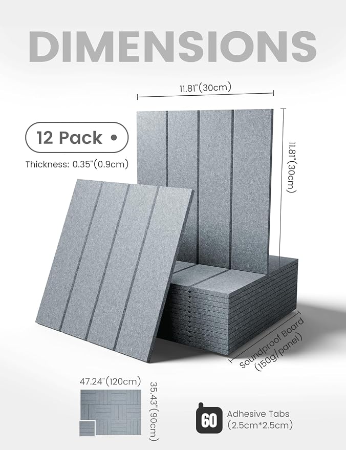Fluxynara 48" x 36" Large Felt Bulletin Board, Blue Gray | 12 Pack Cork Board Alternative with 60 Safe Adhesive Tabs, Pin Boards for Wall Decor, Home, Office, Classroom,Dorm - Image 2
