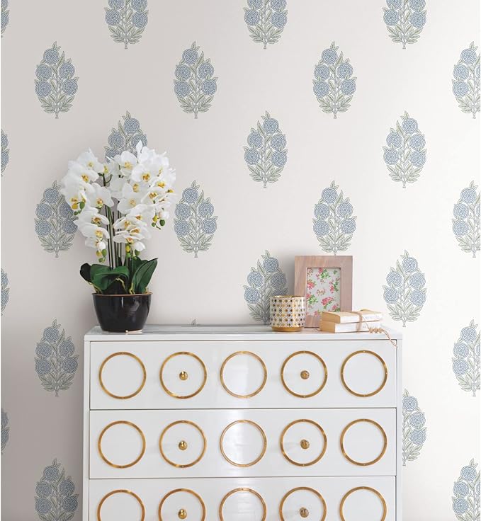 RoomMates Tamara Day RMK12517RL Blue Dutch Floral Peel and Stick Wallpaper - Image 2