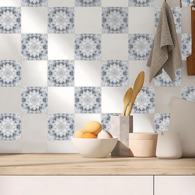 Wall Tiles Peel and Stick Waterproof - 24 Pcs (6x6 Inch) Wall Stickers Backsplash Decals for Kitchen, Bathroom, Removable Self-Adhesive Vinyl Art (Multi-color18-24, 6x6 Inch) - Image 3