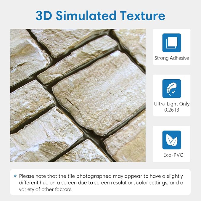 COMSTICKC 3D Peel and Stick Faux Stone Wall Panels for Quick DIY Wall Decor | 12 Pcs 22.8" x 11.8", Not Real Stone, Lightweight Thin PVC Decorative Sticker for Wall Makeover, Cover 22.48 sq ft - Image 3