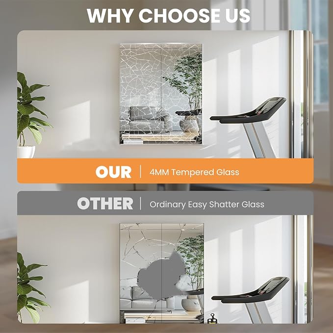 pertetey 56 x 16 in Home Gym Mirrors, Frameless, 2-Pack - Image 3