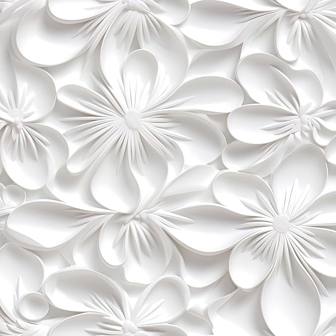 Stickyart 3D White Floral Peel and Stick Wallpaper 17.5"x276" Embossed White Wallpaper for Walls Self Adhesive 3D Flower Contact Paper Removable Decorative Wall Paper for Living Room Drawers Ceiling by Stickyart