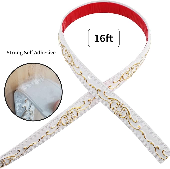 NeatiEase Flexible Molding Trim Wall Trim Self Adhesive, 16.4 Feet Peel and Stick Mirror Frame Border, Waterproof Bathroom Decor, Home Decor (Gold) - Image 7