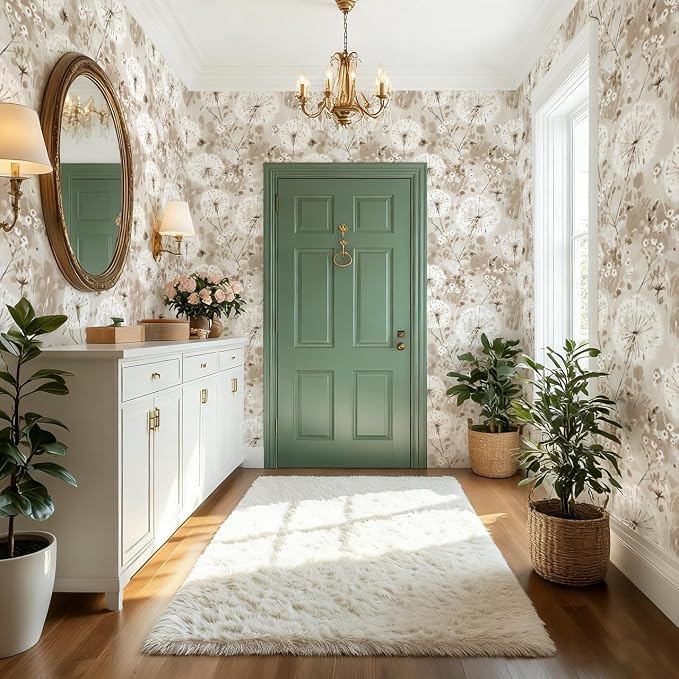 Nukofal Floral Peel and Stick Wallpaper Dandelion for Cabinet 16.9"x393.7" | Vintage Floral Contact Paper Brown Wallpaper Peel and Stick Waterproof Self Adhesive Removable for Cabinet Bedroom Decorative - Image 4
