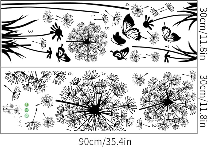 Arawat Dandelion Wall Decals Flower Stickers Murals Black Butterflies Wall Decor for Bedroom Office Bathroom Living Room Floral Wall Decals Removable Wall Art Decoration Peel and Stick Room Wall Decor - Image 5