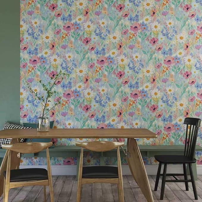 17.7" x 118" Floral Wallpaper Peel and Stick Vintage Floral Contact Paper Flower Wallpaper Boho Leaf Removable Self Adhesive Wall Paper for Cabinets Bedroom Wall Decorative - Image 9