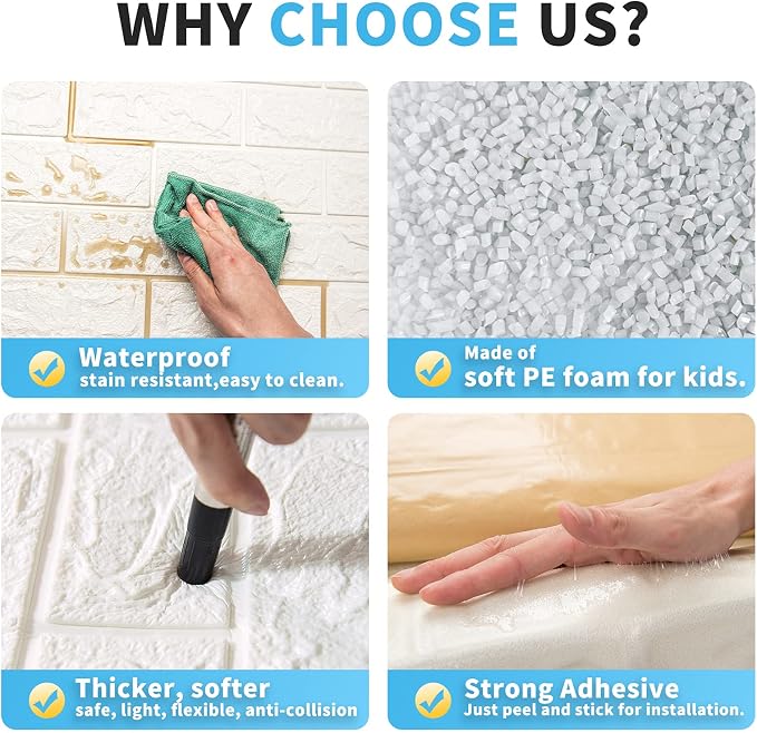 Art3d 11-Pack Durable Faux Brick Peel and Stick 3D Wall Panels, White | Coverage: 64 Sq. Ft, Waterproof, Oil-Proof, Easy to Wipe, Decorative, Ideal for Bedroom, Kitchen - Image 7
