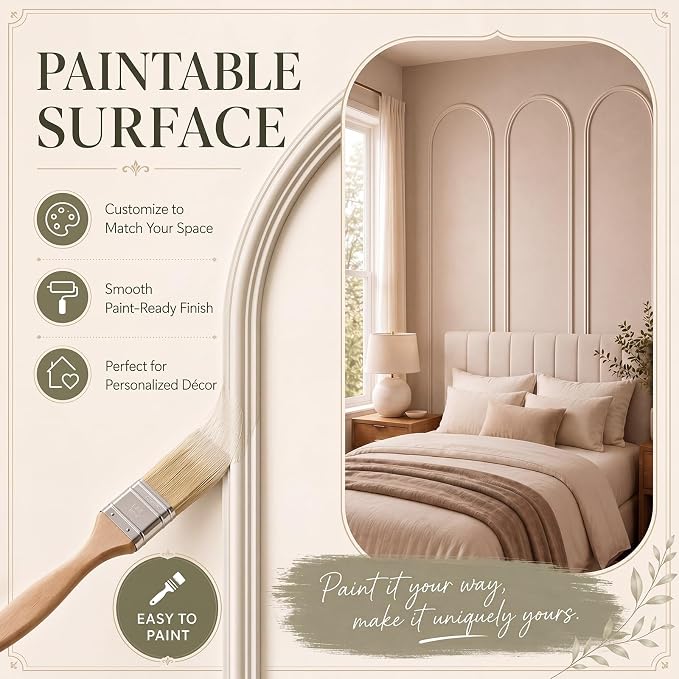 Colingmill 3 Set 32 x 78 Inch Arch Wall Molding Kit Peel Stick Arch Premade Accent Wainscoting Panel Wall Panel Decor Pre Cut Trim Kit for Home Walls Molding DIY Living Room Decor (Stylish Style) - Image 5