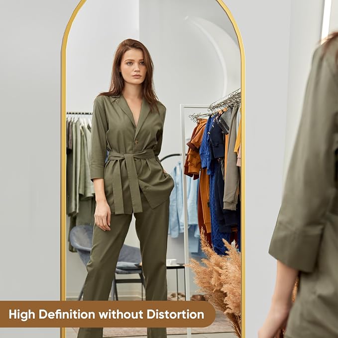 Alpen Gold Arched Full Length Mirror, X-Large 64x21 Floor Mirror with Stand - Image 4