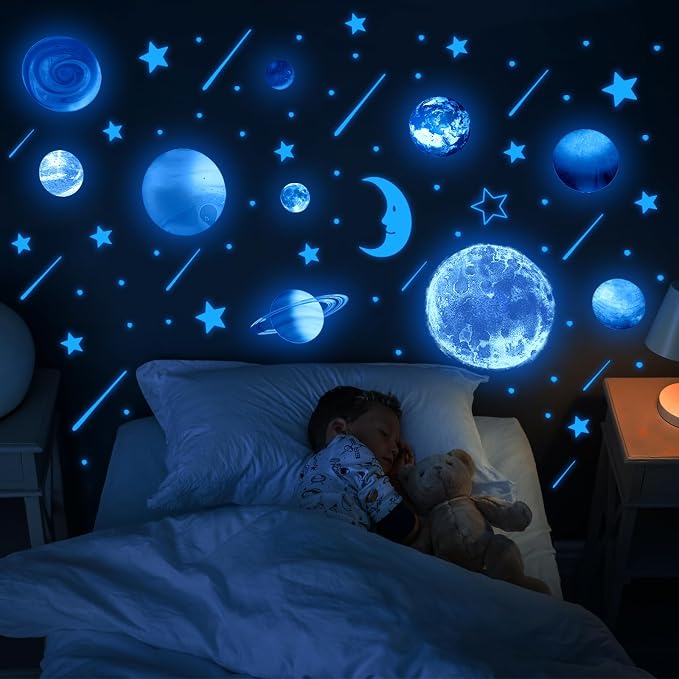 Vancoup 158 PCS Glow in The Dark Solar System Wall Stickers | Luminous Planet Star Moon Comet Peel and Stick PVC Decals for Kids Nursery Bedroom Playroom Home Decor - Image 3