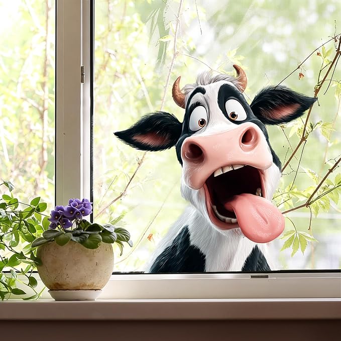 Funny Cow Wall Decals Stickers, Cartoon Farm Animal Wall Art Peel and Stick, Removable Vinyl Wall Decor for Bedroom, Living Room, Office, Home Decoration - Image 6